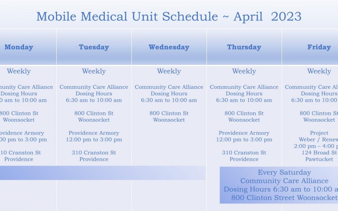 April Mobile Medical Unit Schedule