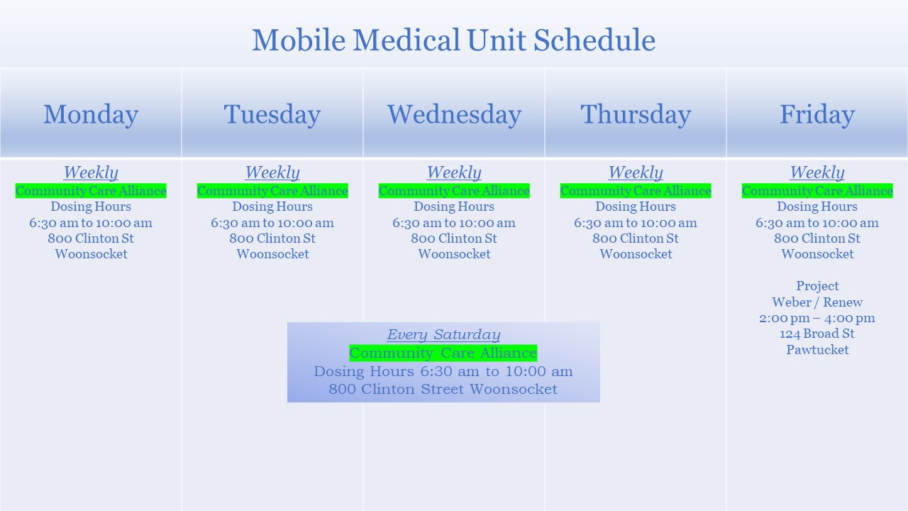 January Mobile Unit Schedule